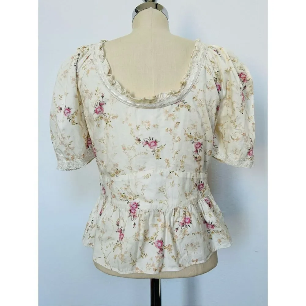 NEW LoveShackFancy Women’s S Tayshia Pink Parasail Blouse